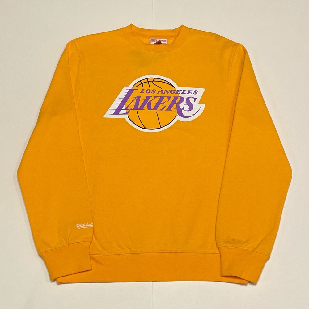 MITCHELL & NESS LOS ANGELES LAKERS RETRO LOGO YELLOW SWEATSHIRT (SMALL)